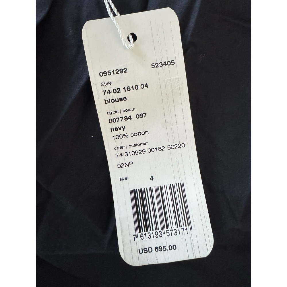Akris Cotton Blouse with Circle Embroidery Blouse Button Down Tee Shirt 4 $695 - Picture 3 of 8